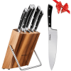 Kitchen Knife Set, 6 Pieces German Stainless Steel Small Kitchen Knives Set with Wooden Block, Cutlery Block Set