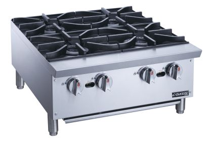 Dukers Commercial Gas Hotplate Cooktop in Stainless Steel with Four Lift-Off Burner Hot Plate