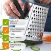 Stainless Steel Cheese Grater 9in 4 Sides, Perfect Grater For Parmesan Cheese. Vegetables, Ginger- Dishwasher Safe, Durable Random Color