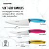 Farberware Precise Slice 3 Stainless Steel Piece Chef Knife Set Aqua, Pink, and Yellow