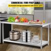 VEVOR Stainless Steel Prep Table, 72 x 30 x 34 Inch, 550lbs Load Capacity Heavy Duty Metal Worktable with Adjustable Undershelf