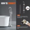 VEVOR Freestanding Bathtub Faucet Floor Mount Two Water Modes 360° for Bathing