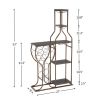 Grey 11 Bottle Wine Bakers Rack, 5 Tier Freestanding Wine Rack with Hanging Wine Glass Holder and Storage Shelves