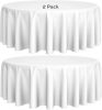 2 Pack 108 inch Round Premium Tablecloths for Wedding Banquet Restaurant 200 GSM Washable Fabric Table Cloth White