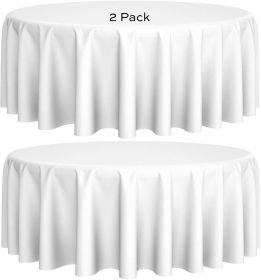 2 Pack 108 inch Round Premium Tablecloths for Wedding Banquet Restaurant 200 GSM Washable Fabric Table Cloth White