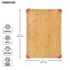 Farberware 15-inch by 21-inch Bamboo Wood Cutting Board with Red Non-slip Corners