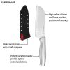 Farberware 5-Inch Santoku Knife with Edgekeeper Self Sharpening Sleeve, Stamped Stainless Steel Handle