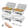 VEVOR 4-Pack Rectangle Chafing Dish Set with Full-Size 8Qt Pan Frame Fuel Holder