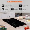 VEVOR Electric Cooktop, 2 Burners, 12'' Induction Stove Top, Built-in Magnetic Cooktop 1800W, 9 Heating Level Multifunctional Burner