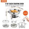 VEVOR 2-Pack Round Chafing Dish Set with Full-Size 4Qt Pan Glass Lid Fuel Holder