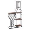 11 Bottle Wine Bakers Rack, 5 Tier Freestanding Wine Rack with Hanging Wine Glass Holder and Storage Shelves