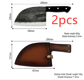 Artificial Forging Chopping Knives High Hardness (Option: Black with sheath2pcs)