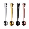 Two-in-one Stainless Steel Coffee Spoon Sealing Clip Kitchen Gold Accessories Recipient Cafe Expresso Cucharilla Decoration