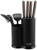 Knife Block Holder, Cookit Universal Knife Block without Knives, Unique Double-Layer Wavy Design, Round Black Knife Holder for Kitchen