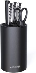 Knife Block Holder, Cookit Universal Knife Block without Knives, Unique Double-Layer Wavy Design, Round Black Knife Holder for Kitchen (Color: Single barrel knife holder)