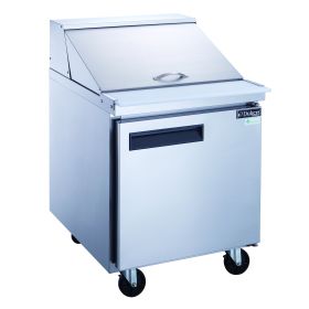 Dukers Commercial Single Door Salad Prep Table Refrigerator (Material: Stainless Steel, Model: Regular Top)