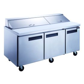 Dukers Commercial Triple Door Salad Prep Table Refrigerator 17.58 cu.ft. (Material: Stainless Steel, Model: DSP72-18-S3 Regular TOP)