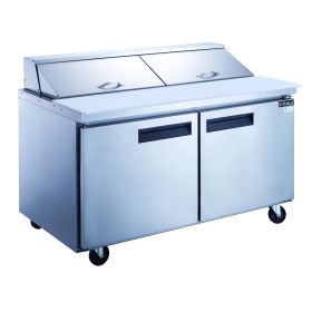 Dukers Commercial Double Door Salad Prep Table Refrigerator 14.33 cu.ft. (Material: Stainless Steel, Model: DSP60-16-S2 Regular Top)