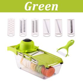 Multifunctional Vegetable Cutter Home Kitchen Slicing And Dicing Fruit Artifact (Color: Green)